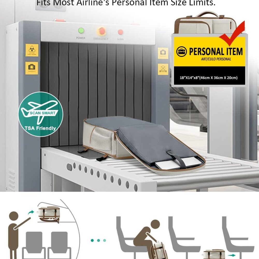 Travel Backpack For Women, Carry On Backpack for Men Flight Approved Airline Per - Picture 7 of 7